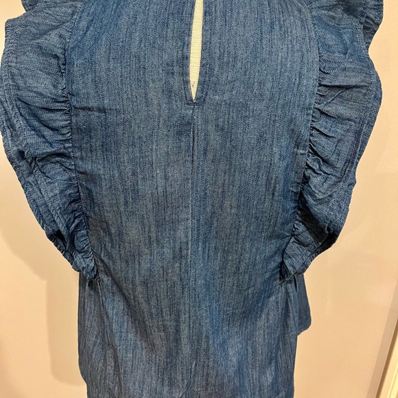 Chambray flutter sleeve top in new condition. Tags removed but never worn. - Picture 3 of 4
